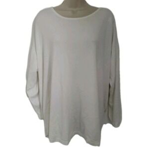 Soft‎ Surroundings Women's Plus Size 3XL Shirt Top White Zip up Back Design